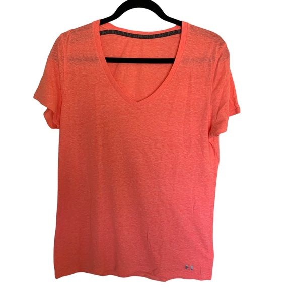 Under Armour HearGear Tangerine Heather workout shirt. size Large. - Picture 2 of 6